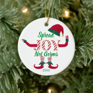 spread joy not germs 2020 covid19 memory ceramic ornament