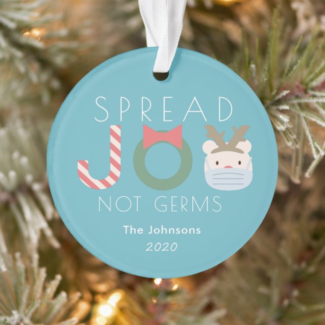 Spread Joy Polar Bear Mask Blue Holiday Photo Ornament (Tree)