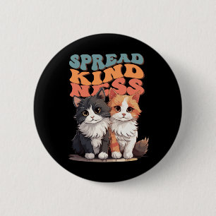 Spread Kindness - Adorable Cat Duo Design Sticker 6 Cm Round Badge