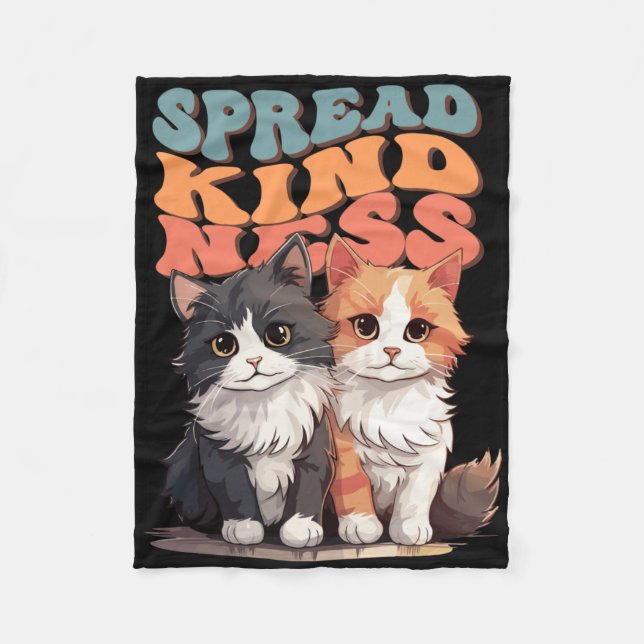 Spread Kindness - Adorable Cat Duo Design Sticker  Fleece Blanket (Front)
