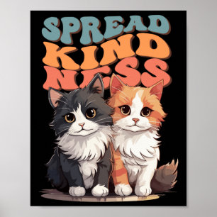 Spread Kindness - Adorable Cat Duo Design Sticker Poster