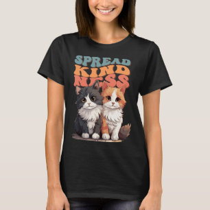 Spread Kindness - Adorable Cat Duo Design Sticker T-Shirt