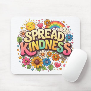 Spread Kindness – Cute Floral Rainbow Mouse Pad
