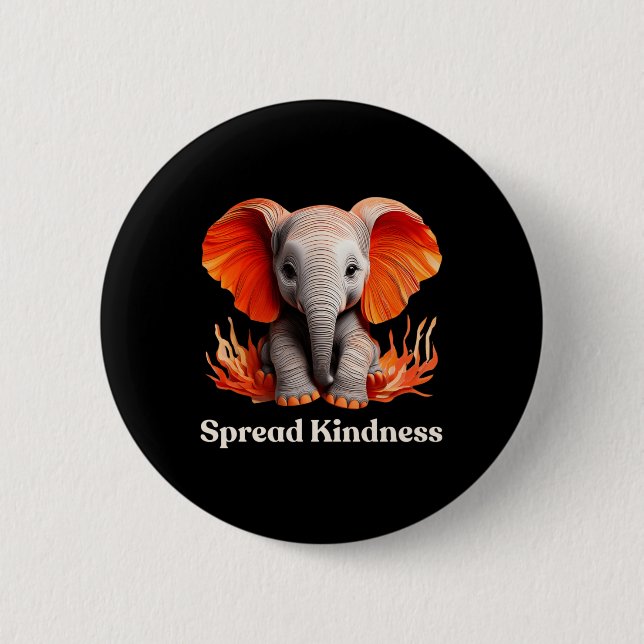 Spread Kindness Cute Orange-reddish Ba  6 Cm Round Badge (Front)