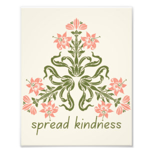 spread kindness retro pink flowers inspirational photo print