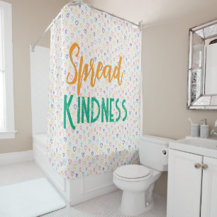 Spread Kindness Shower Curtain, Colorful Hearts Curtain
