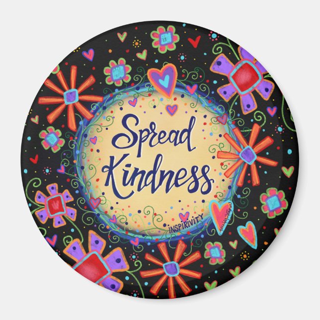 Spread Kindness Trendy Fun Floral Modern Pretty Magnet (Front)