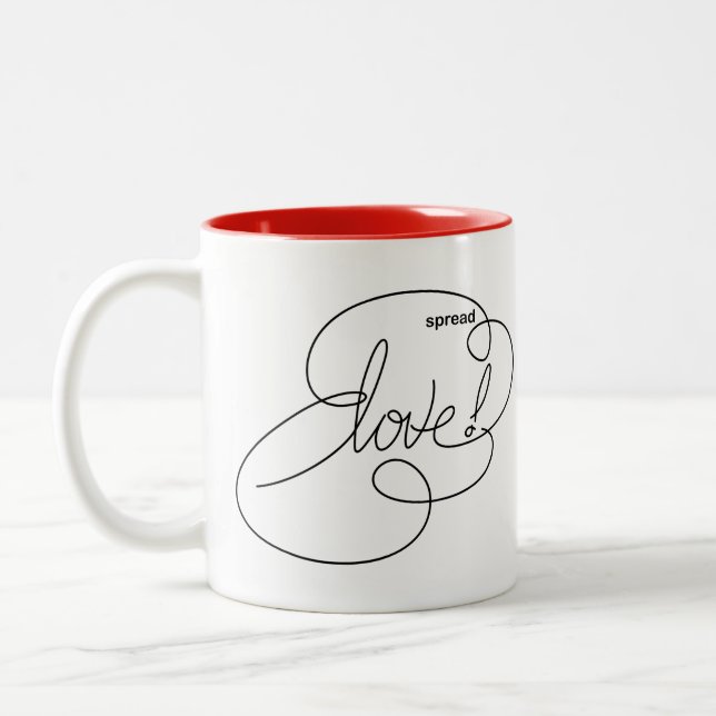 spread LOVE -  Bold CloudS Two-Tone Coffee Mug (Left)