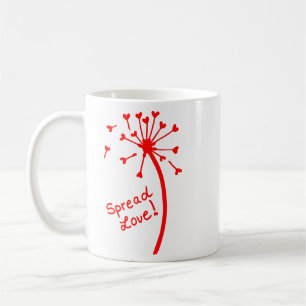 Spread Love Dandelion with seeds from hearts  Coffee Mug