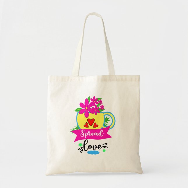 Spread Love Doodle Art Tote Bag (Front)