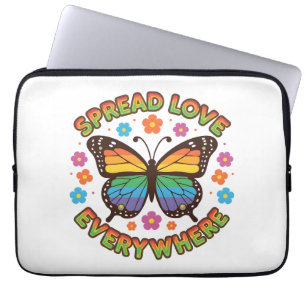 Spread Love Everywhere – Rainbow Butterfly Quote – Laptop Sleeve