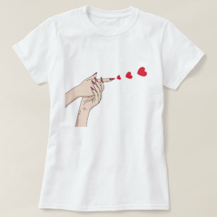 Spread Love, Finger Heart Gun Line Art T-Shirt
