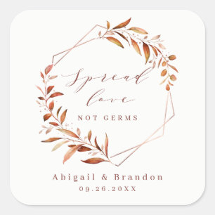 Spread Love Greenery Geometric Fall Rustic Wedding Square Sticker