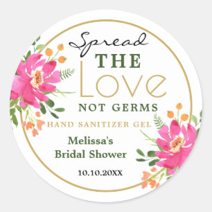 Spread Love Hand Sanitizer Bridal Shower Favours Classic Round Sticker