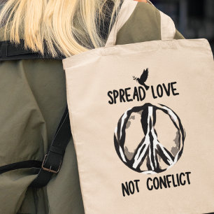 Spread Love Not Conflict World Peace Unity Gift Tote Bag