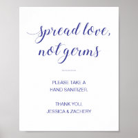 Spread Love Not Germs Blue Hand Sanitizer Wedding