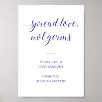 Spread Love Not Germs Blue Hand Sanitizer Wedding