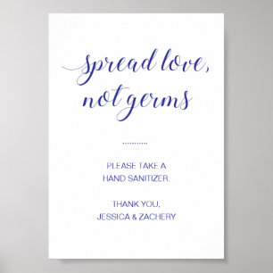 Spread Love Not Germs Blue Hand Sanitizer Wedding Poster