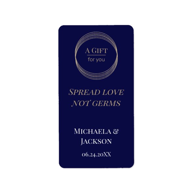  Spread Love Not Germs Blue Wedding Sanitizer   Label (Front)