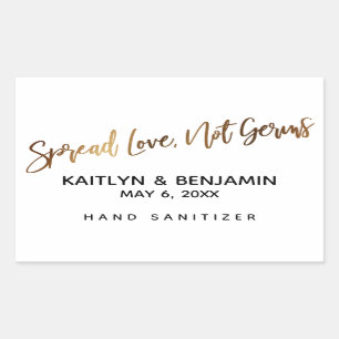Spread Love, Not Germs Gold Handwriting Rectangular Sticker