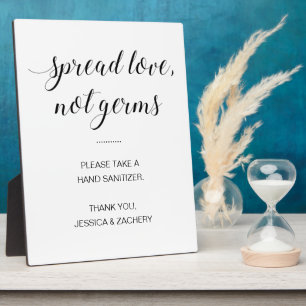 Spread Love Not Germs Hand Sanitizer At Wedding Plaque