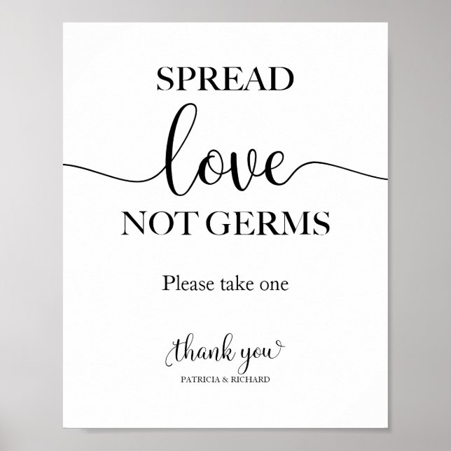 Spread Love Not Germs Hand Sanitizer Favors Sign (Front)