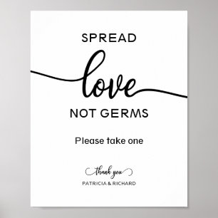 Spread Love Not Germs Hand Sanitizer Favours Sign
