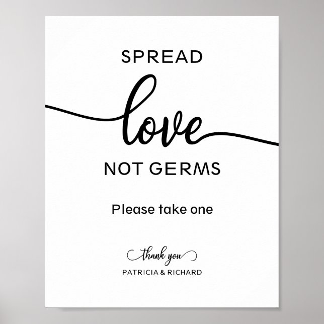 Spread Love Not Germs Hand Sanitizer Favours Sign (Front)