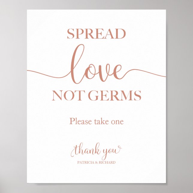 Spread Love Not Germs Hand Sanitizer Favours Sign (Front)