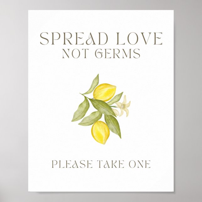 Spread Love Not Germs Hand Sanitizer Sign (Front)