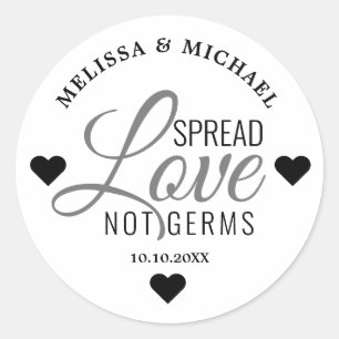 Spread Love Not Germs Hand Sanitizer Wedding Favou Classic Round Sticker