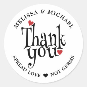Spread Love Not Germs Sanitizer Wedding Thank You Classic Round Sticker