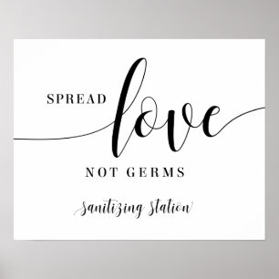 Spread Love Not Germs Sanitizing Station Wedding Poster