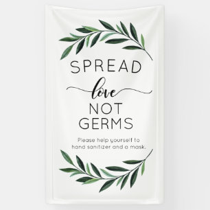 Spread Love Not Germs Watercolor Greenery Banner