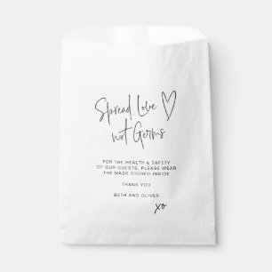 Spread Love Not Germs Wedding Guest Face Mask Favour Bag