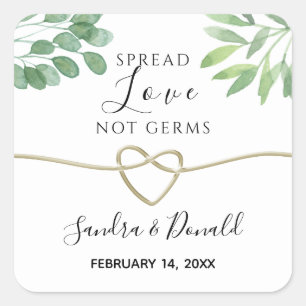 Spread Love Not Germs Wedding Square Sticker