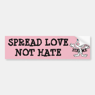 Spread Love Not Hate Hugs, Alien Bumper Sticker