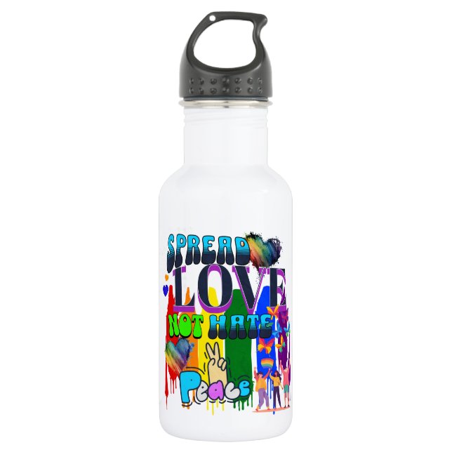 Spread Love Not Hate | LGBTQI+ Pride 532 Ml Water Bottle (Front)