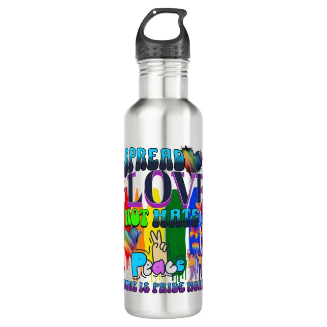 Spread Love Not Hate | LGBTQI+ Pride 710 Ml Water Bottle (Front)