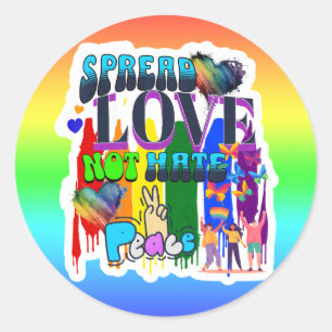 Spread Love Not Hate   LGBTQI+ Pride Classic Round Sticker