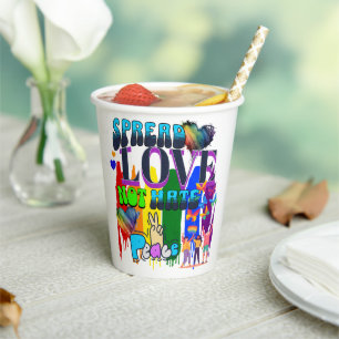 Spread Love Not Hate   LGBTQI+ Pride Paper Cups