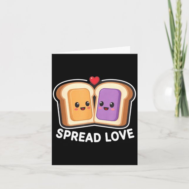 Spread Love Peanut Butter And Jelly Valentine Desi Card (Front)