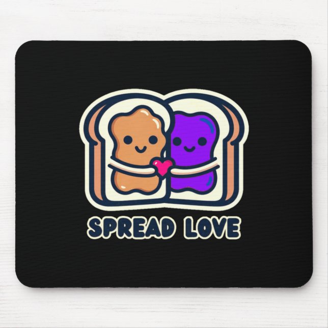 Spread Love Peanut Butter And Jelly Valentine Desi Mouse Pad (Front)