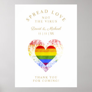 Spread Love Pride Rainbow Heart LGBT Wedding Poster