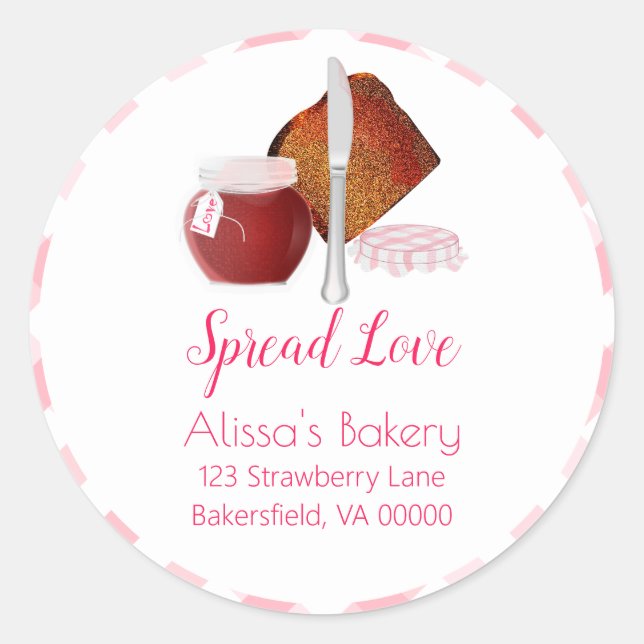 Spread Love Toast and Jam Address Classic Round Sticker (Front)