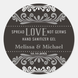 Spread Love Wedding Hand Sanitizer Favours Grey Classic Round Sticker
