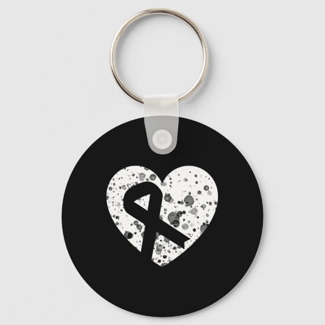 Spread Love With Graphic Heart And Ribbon Cancer  Key Ring (Front)