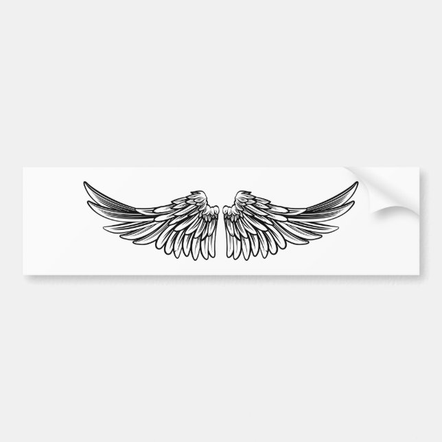 Spread Pair of Angel or Eagle Wings Bumper Sticker (Front)