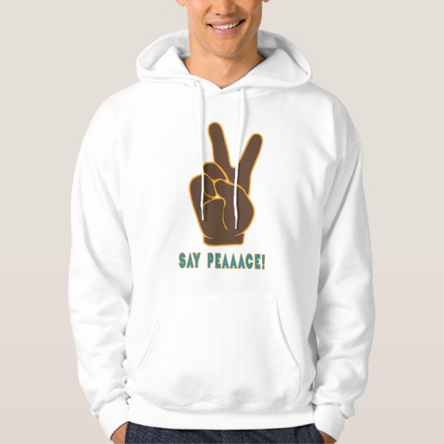 Spread Peace Not Fear Hand Sign Men Hoodies (Front)