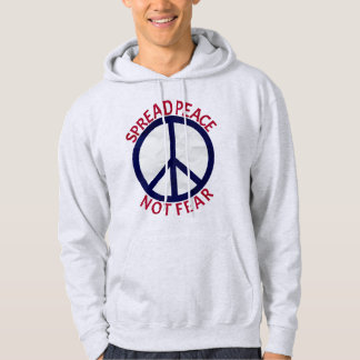Spread Peace Not Fear Symbol Blue Red Men's Hoodie